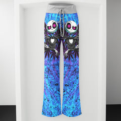 Blue Abstract Skeleton Women's High-waisted Wide Leg Pants