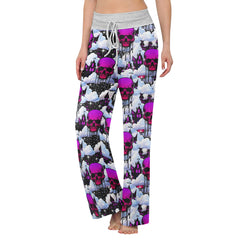 Purple Skull Cloud Women's High-waisted Wide Leg Pants | Wonder Skull