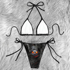 Fiery Bandana Skull Art Micro Triangle Bikini Swimsuit