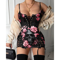 Express your personal style with the Hot Gothic Dress, a timeless piece featuring a unique Black Pink Skull Rose, perfect for enhancing your daily fashion routine.