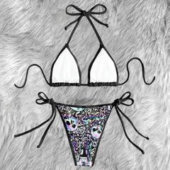Holographic Afterlife Skull Micro Triangle Bikini Swimsuit