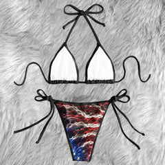 Metallic USA Skull Graphic Micro Triangle Bikini Swimsuit