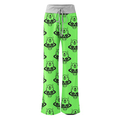 Green Baby Devil Art Women's High-waisted Wide Leg Pants | Wonder Skull