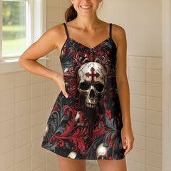 Gothic Cathedral Skull Short Cami Dress