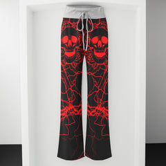 Red Hellfire Skull Requiem Women's High-waisted Wide Leg Pants