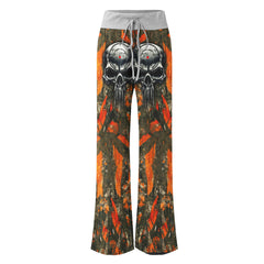 Hunting Camouflage Skull Women's High-waisted Wide Leg Pants | Wonder Skull