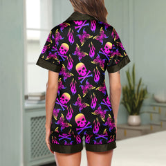 Chic and stylish women's pajama set with unique design prints and statement sleeves, Soft and luxurious fabrics make this pajama set perfect for bedtime or lounging at home.