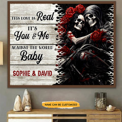 Love Is Real - Custom Personalized Names Gothic Skull And Roses Canvas