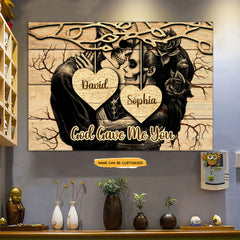 God Gave Me You - Custom Personalized Names Gothic Skull And Roses Canvas