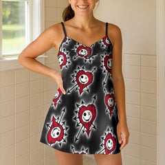 Punk Smile Love Pattern Short Cami Dresss