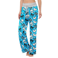 Blue Skull Love Women's High-waisted Wide Leg Pants | Wonder Skull