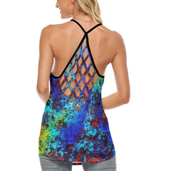 Rainbow Emo Skull Gothic Backless tanktop and Wide Pants - Wonder Skull