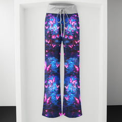 Neon Skull Butterfly Women's High-waisted Wide Leg Pants