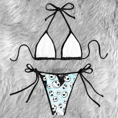 Frosty Ghost Skull Pattern Micro Triangle Bikini Swimsuit