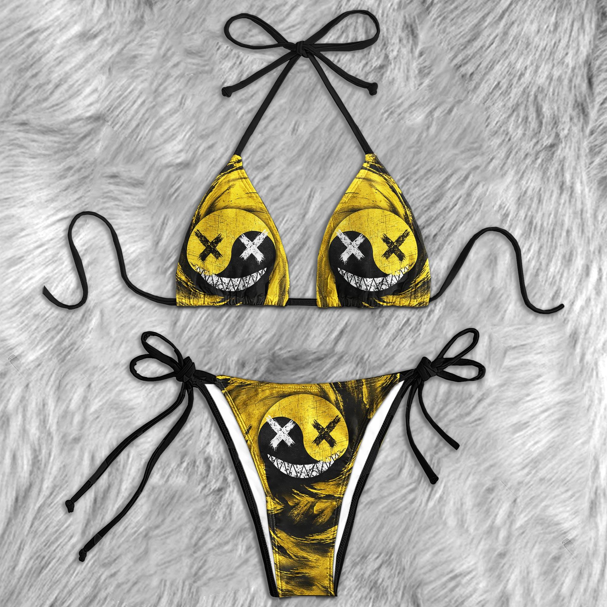 Tornado Skull Psycho Micro Triangle Bikini Swimsuit - Wonder Skull