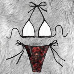 Scarlet Gothic Bloom Skull Micro Triangle Bikini Swimsuit