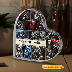 The External Love - Customized Skull Couple Crystal Heart Anniversary Gifts