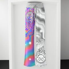 Holographic Melt Face Women's High-waisted Wide Leg Pants