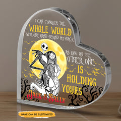 Behind My Back - Customized Skull Couple Crystal Heart Anniversary Gifts