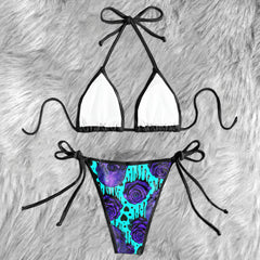 Galaxy Bloomed Skull Micro Triangle Bikini Swimsuit