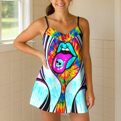 Neon Skull Bliss Art Short Cami Dress