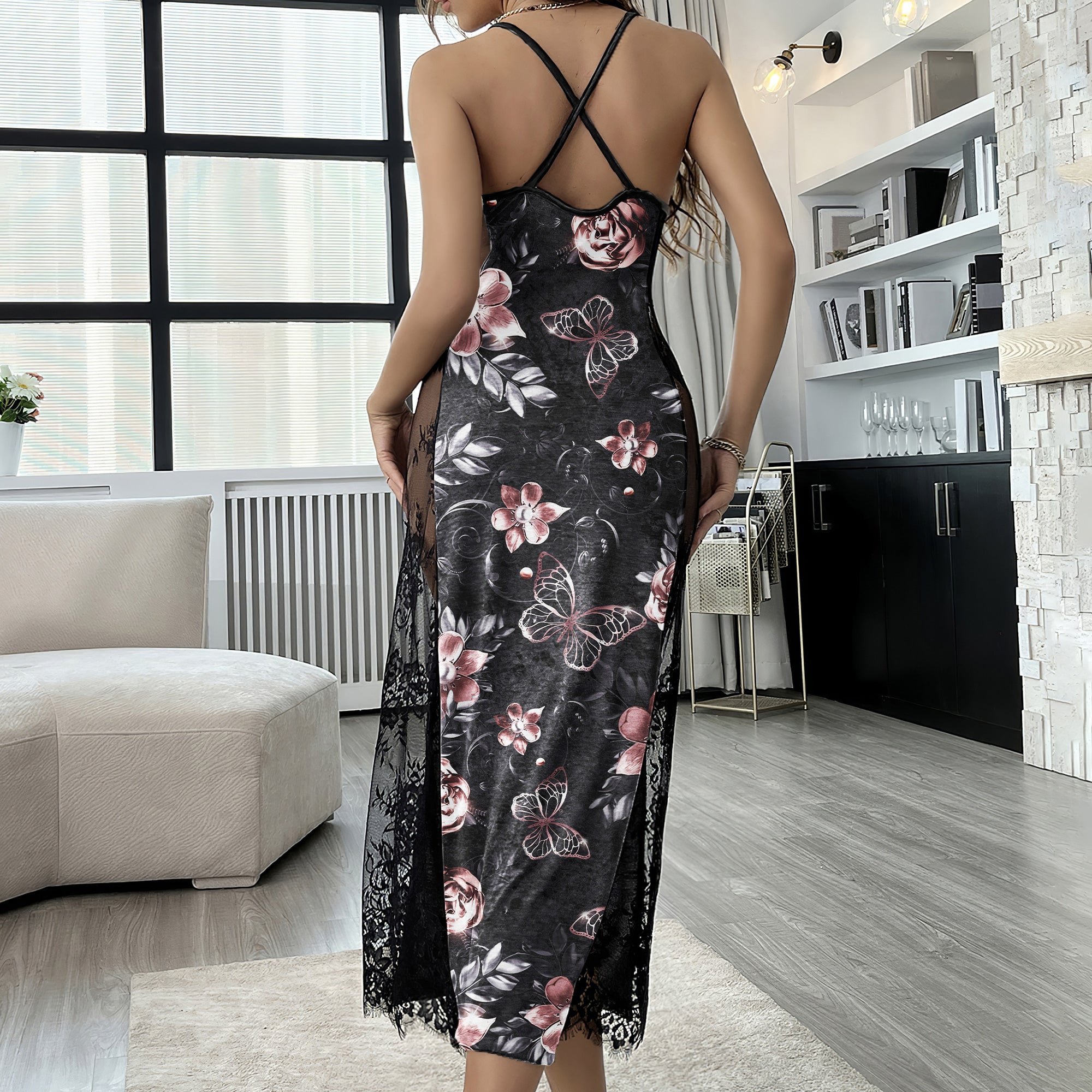 Skull Silver Floral Gothic Women's Lace Cami Sleepwear | Gothic, Punkrock, Lingerie for Women