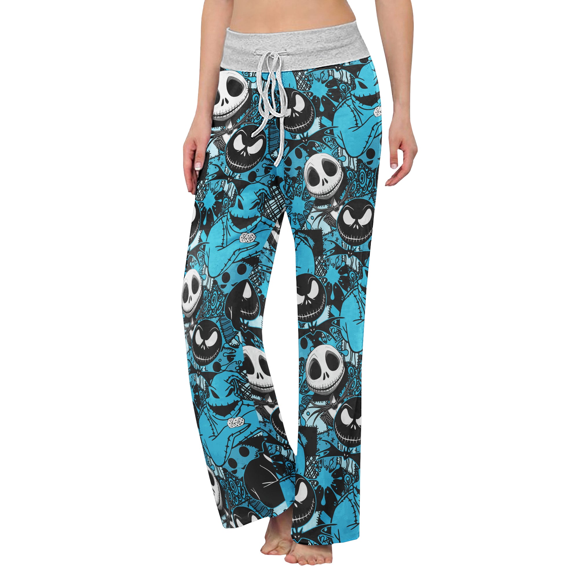 Blue Nightmare Theme Women's High-waisted Wide Leg Pants | Wonder Skull
