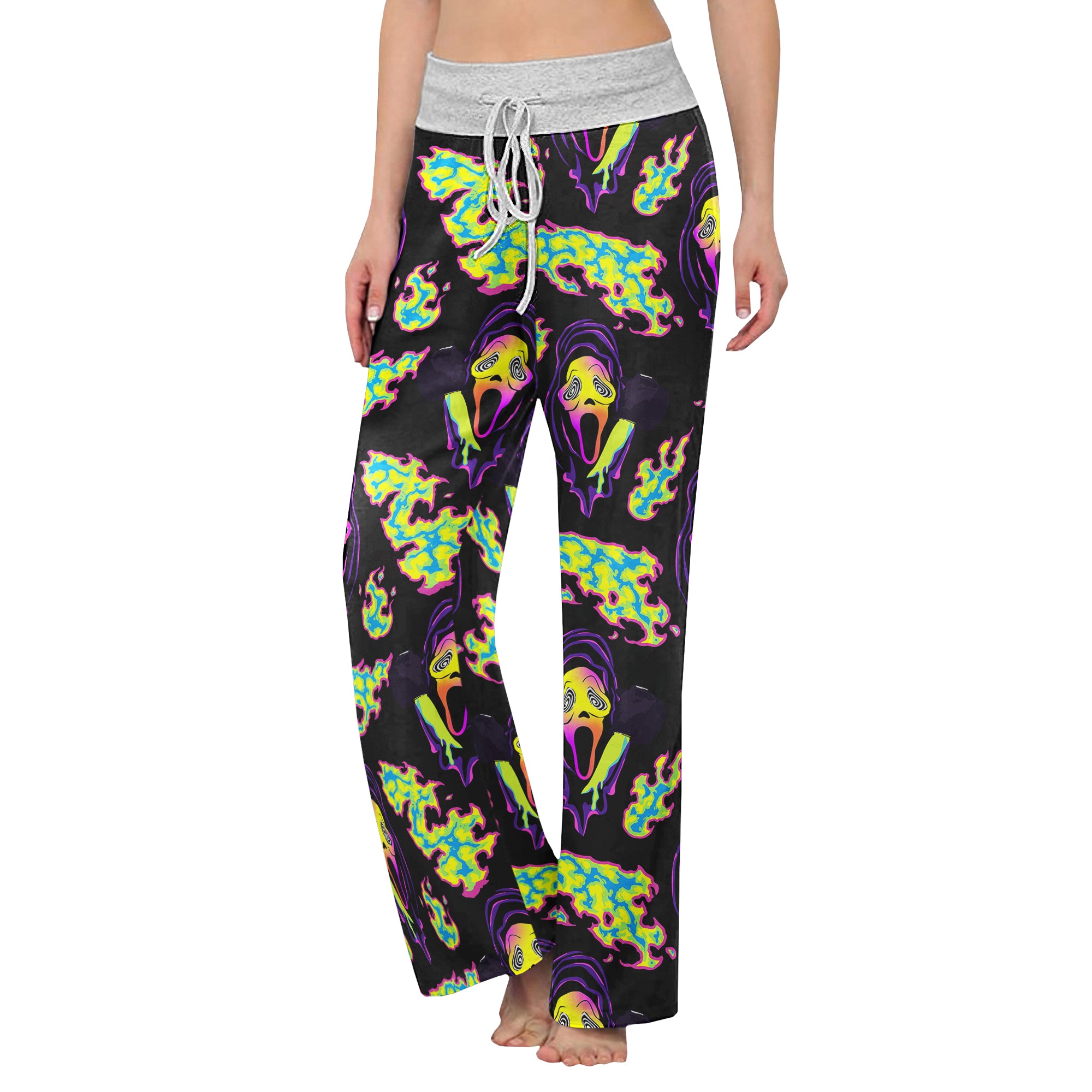 Violet Ghost Scary Women's High-waisted Wide Leg Pants | Wonder Skull