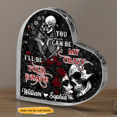 My You - Customized Skull Couple Crystal Heart Anniversary Gifts