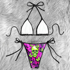 Neon Acid Skull Puzzle Micro Triangle Bikini Swimsuit