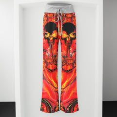 Volcanic Skull Art Women's High-waisted Wide Leg Pants