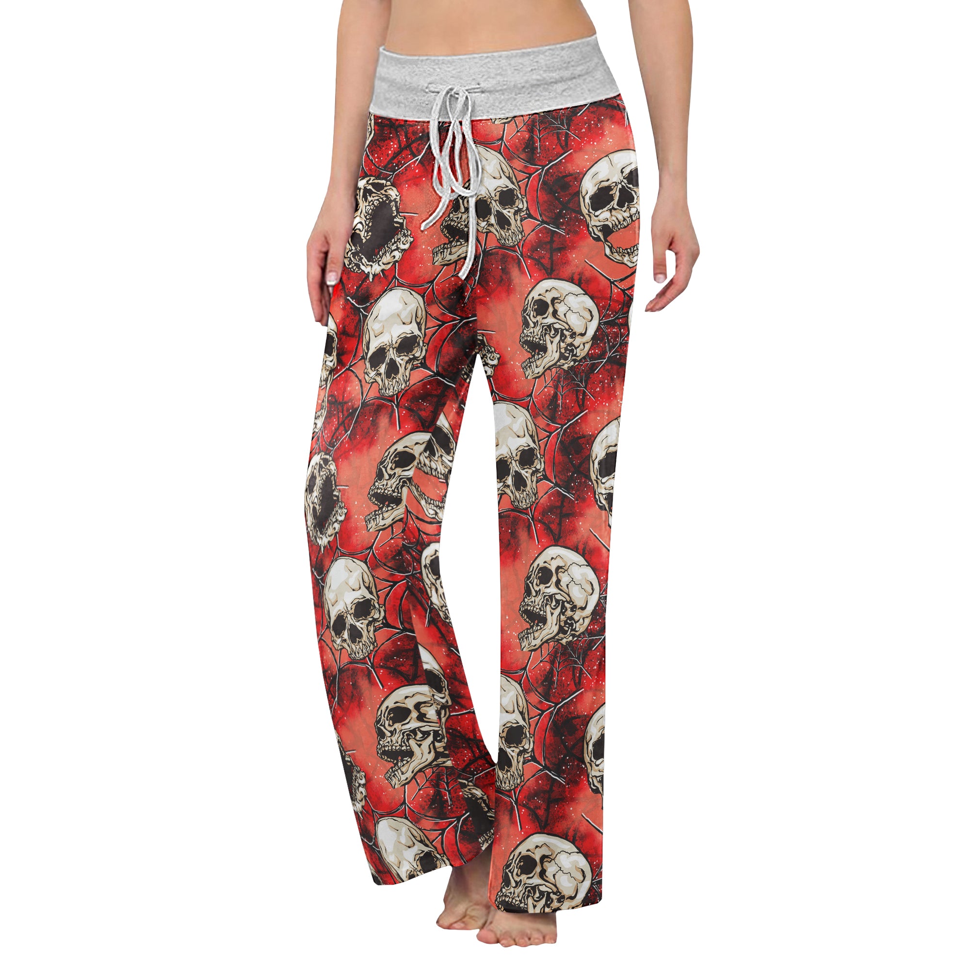 Skull Abstract Gothic Women's High-waisted Wide Leg Pants | Wonder Skull