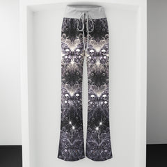 Celestial Gothic Skull Butterfly Women's High-waisted Wide Leg Pants