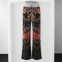 Rebel Skull Eagle Art Banner Women's High-waisted Wide Leg Pants