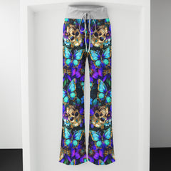 Abstract Skull Butterfly Women's High-waisted Wide Leg Pants