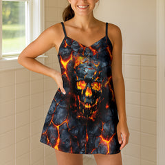 Infernal Ember Skull Art Short Cami Dress