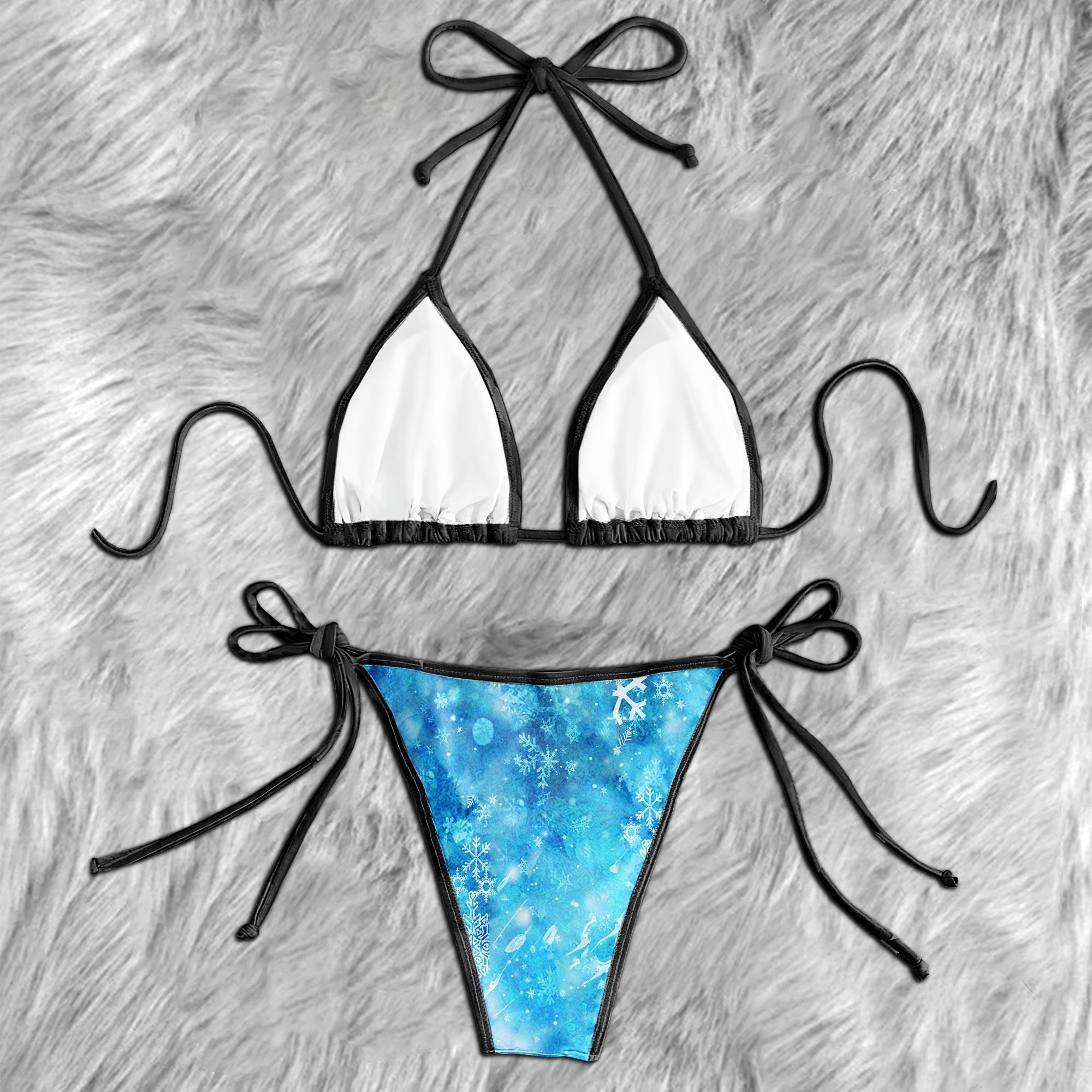 Blue Crystal Skull Ice Micro Triangle Bikini Swimsuit - Wonder Skull