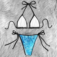 Blue Crystal Skull Ice Micro Triangle Bikini Swimsuit - Wonder Skull