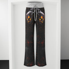 Flaming Skull Art Women's High-waisted Wide Leg Pants