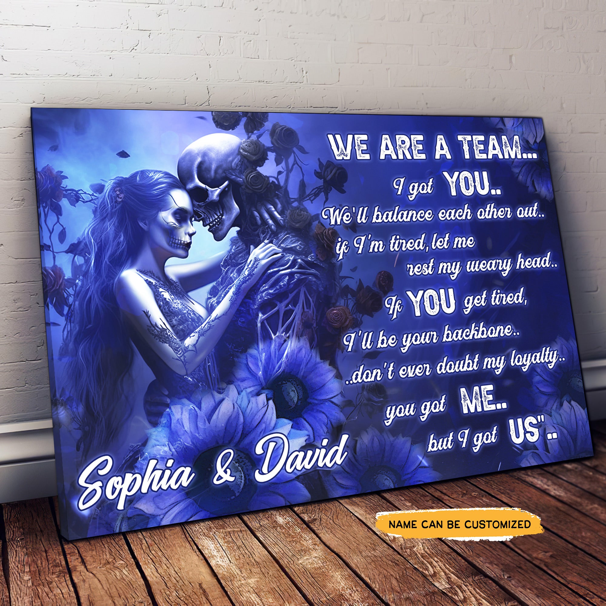 My Loyalty - Custom Personalized Names Gothic Skull And Roses Canvas