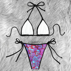 Mystic Blue Skull Purple Micro Triangle Bikini Swimsuit