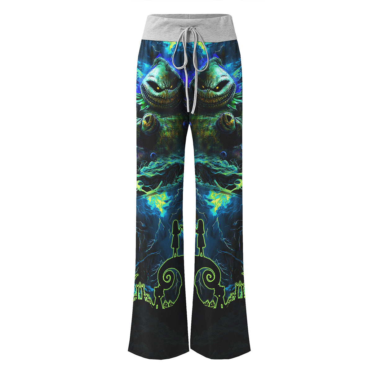Nightmare Art Theme Women's High-waisted Wide Leg Pants | Wonder Skull
