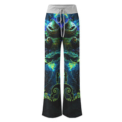 Nightmare Art Theme Women's High-waisted Wide Leg Pants | Wonder Skull