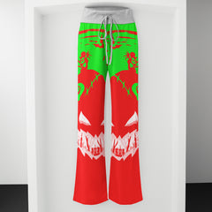 Green Red Nightmare Art Women's High-waisted Wide Leg Pants