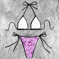Violet Iridescent Skull Mirage Micro Triangle Bikini Swimsuit