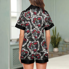 Couple Skeleton Gothic Pattern Women's Pajama Sets Top Sleeve & Short Bottom