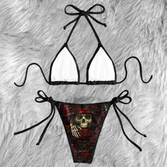 Barbed Wire Rose Skull Micro Triangle Bikini Swimsuit