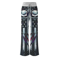 Metal Scary Skull Art Women's High-waisted Wide Leg Pants | Wonder Skull