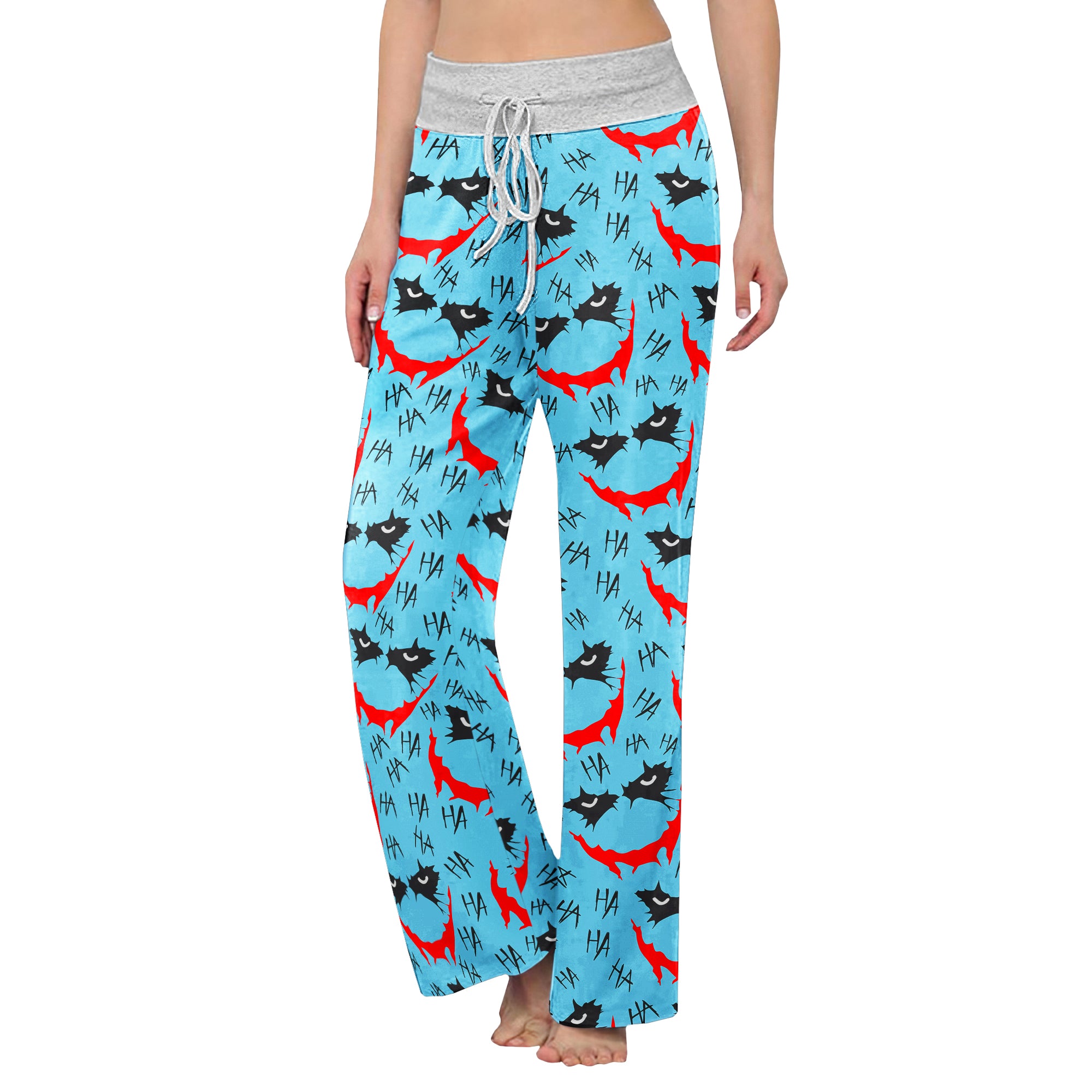 Blue Smile Horror Women's High-waisted Wide Leg Pants | Wonder Skull