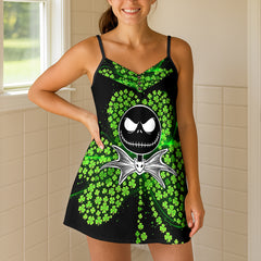 Spooky Lucky Skull Charm Short Cami Dress